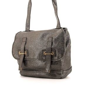 YVES SAINT LAURENT
Leather Medium Besace Flap metallic silver